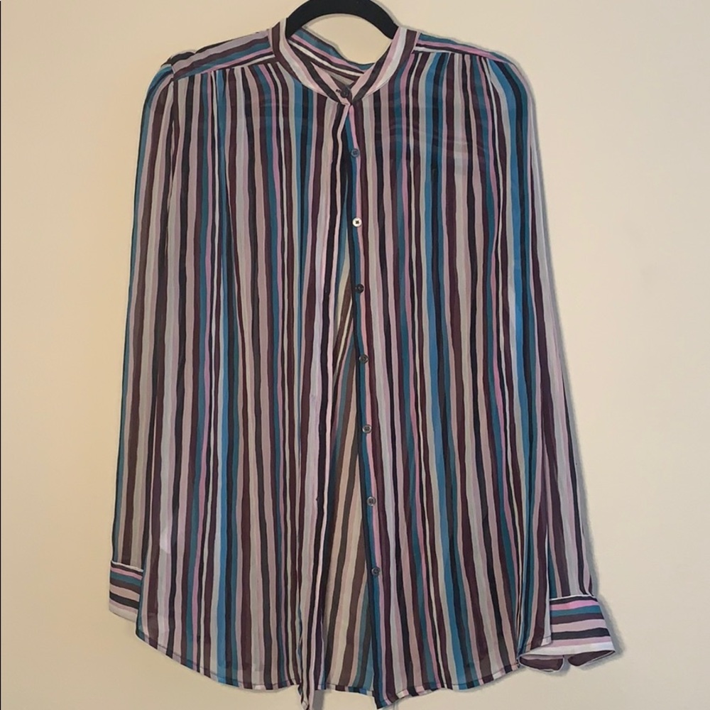 Sheer multi color stripped blouse